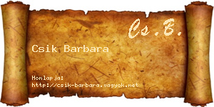 Csik Barbara névjegykártya